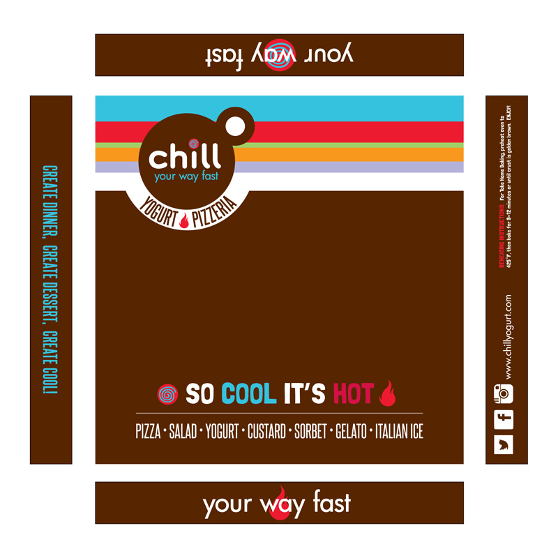 Take-out Pizza Box Design for Chill Yogurt Cafe