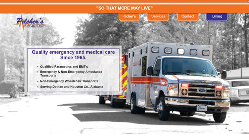 Pilcher's Ambulance website design
