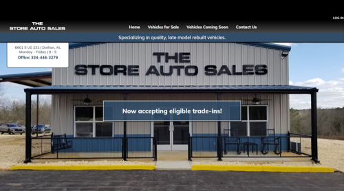 The Store Auto Sales website design