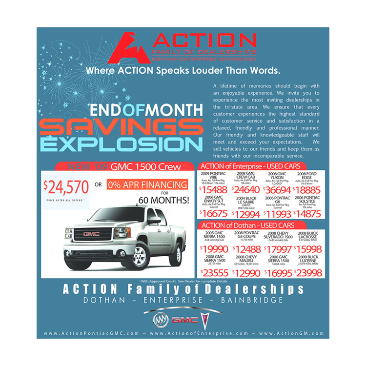 Action Dealership Advertisement Design