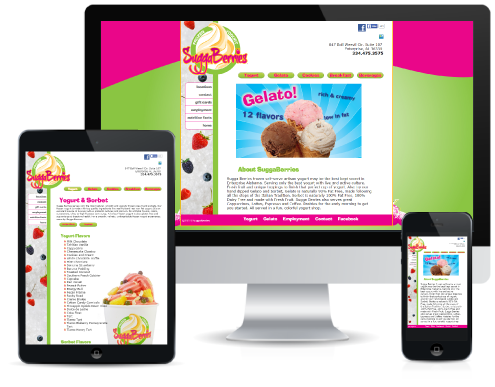 SuggaBerries Frozen Yogurt - Mobile Web Design